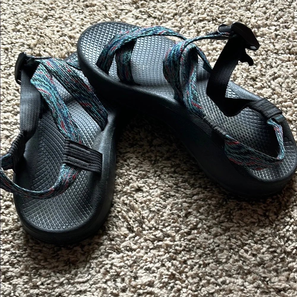 Chaco Men's Black and Teal Strappy Sport Sandals